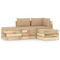 4-tlg. Garten-Lounge-Set mit Kissen Grün Imprägniertes Holz 4-tlg. Garten-Lounge-Set mit Kissen Grün Imprägniertes Holz
