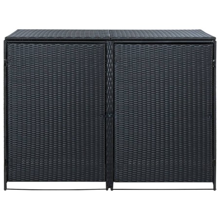 Mülltonnenbox für 2 Tonnen Poly Rattan Schwarz 148x80x111 cm