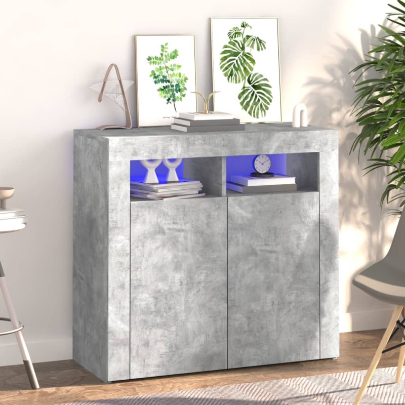 Sideboard mit LED-Leuchten Betongrau 80x35x75 cm Sideboard mit LED-Leuchten Betongrau 80x35x75 cm
