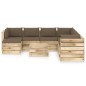 9-tlg. Garten-Lounge-Set mit Kissen Grün Imprägniertes Holz 9-tlg. Garten-Lounge-Set mit Kissen Grün Imprägniertes Holz