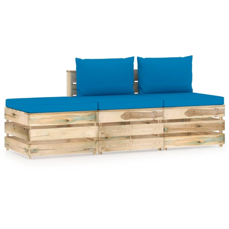 vidaXL 3-tlg. Garten-Lounge-Set mit Kissen Grün Imprägniertes Holz vidaXL 3-tlg. Garten-Lounge-Set mit Kissen Grün Imprägniertes Holz