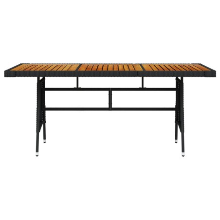 vidaXL Gartentisch Schwarz 160x70x72cm Poly Rattan & Massivholz Akazie