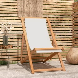 vidaXL Liegestuhl Teak 56x105x96 cm Creme