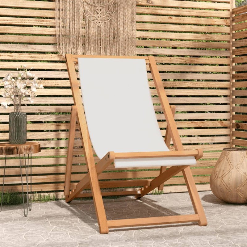 vidaXL Liegestuhl Teak 56x105x96 cm Creme vidaXL Liegestuhl Teak 56x105x96 cm Creme