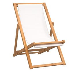 vidaXL Liegestuhl Teak 56x105x96 cm Creme