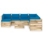 vidaXL 9-tlg. Garten-Lounge-Set mit Kissen Grün Imprägniertes Holz