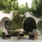Gartentisch Braun 109x107x74 cm Poly Rattan und Glas Gartentisch Braun 109x107x74 cm Poly Rattan und Glas