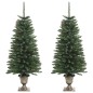 Künstliche Weihnachtsbäume 2 Stk. mit Kranz, Girlande und LEDs Künstliche Weihnachtsbäume 2 Stk. mit Kranz, Girlande und LEDs