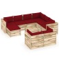10-tlg. Garten-Lounge-Set mit Kissen Grün Imprägniertes Holz 10-tlg. Garten-Lounge-Set mit Kissen Grün Imprägniertes Holz