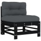 Mittelsofas mit Kissen 2 Stk. Schwarz Massivholz Kiefer Mittelsofas mit Kissen 2 Stk. Schwarz Massivholz Kiefer