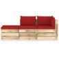 3-tlg. Garten-Lounge-Set mit Kissen Grün Imprägniertes Holz 3-tlg. Garten-Lounge-Set mit Kissen Grün Imprägniertes Holz