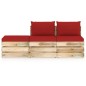 vidaXL 3-tlg. Garten-Lounge-Set mit Kissen Grün Imprägniertes Holz vidaXL 3-tlg. Garten-Lounge-Set mit Kissen Grün Imprägniertes Holz