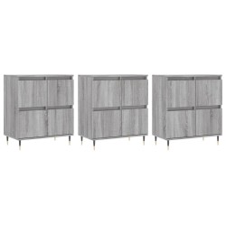 vidaXL Sideboards 3 Stk. Grau Sonoma Holzwerkstoff