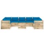 10-tlg. Garten-Lounge-Set mit Kissen Grün Imprägniertes Holz 10-tlg. Garten-Lounge-Set mit Kissen Grün Imprägniertes Holz