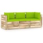 3-Sitzer Outdoor-Sofa mit Kissen Grün Imprägniertes Holz 3-Sitzer Outdoor-Sofa mit Kissen Grün Imprägniertes Holz