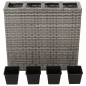 Garten-Hochbeet mit 4 Töpfen Poly Rattan Grau Garten-Hochbeet mit 4 Töpfen Poly Rattan Grau