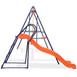 vidaXL Schaukelset mit Rutsche und 3 Sitzen Orange