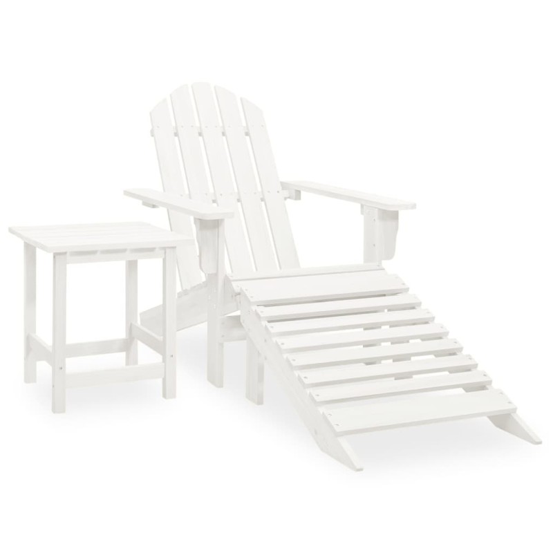 Adirondack-Gartenstuhl mit Fußstütze & Tisch Tannenholz Weiß Adirondack-Gartenstuhl mit Fußstütze & Tisch Tannenholz Weiß