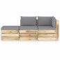 3-tlg. Garten-Lounge-Set mit Kissen Grün Imprägniertes Holz 3-tlg. Garten-Lounge-Set mit Kissen Grün Imprägniertes Holz