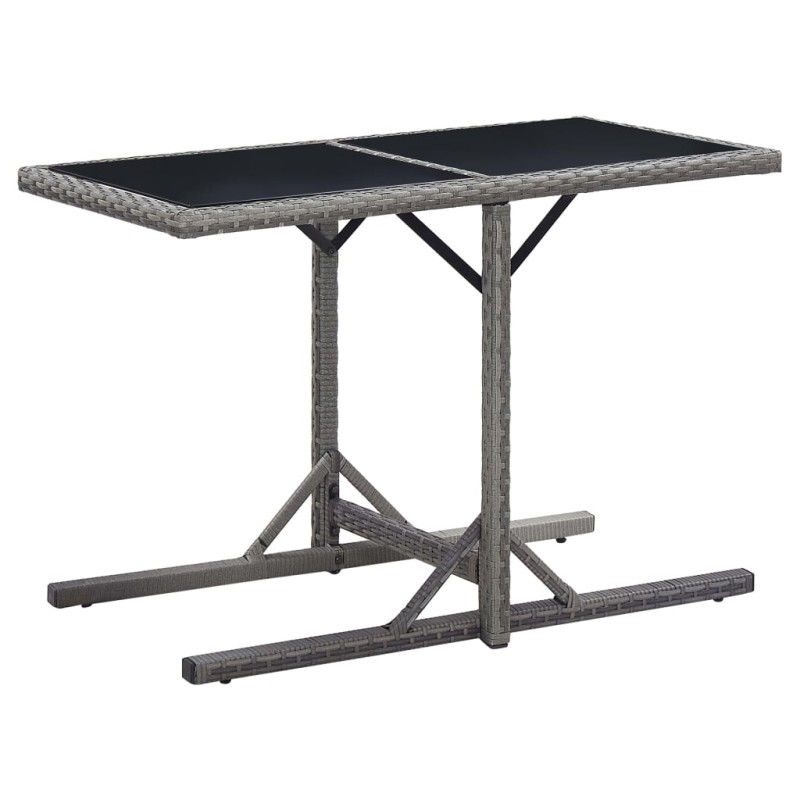 Gartentisch Anthrazit 110×53×72 cm Glas und Poly Rattan Gartentisch Anthrazit 110×53×72 cm Glas und Poly Rattan