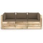 3-Sitzer Outdoor-Sofa mit Kissen Grün Imprägniertes Holz 3-Sitzer Outdoor-Sofa mit Kissen Grün Imprägniertes Holz
