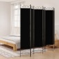 6-tlg. Paravent Schwarz 240x200 cm Stoff 6-tlg. Paravent Schwarz 240x200 cm Stoff