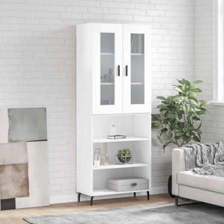 vidaXL Highboard Hochglanz-Weiß 69,5x34x180 cm Holzwerkstoff