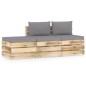3-tlg. Garten-Lounge-Set mit Kissen Grün Imprägniertes Holz 3-tlg. Garten-Lounge-Set mit Kissen Grün Imprägniertes Holz