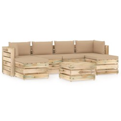 7-tlg. Garten-Lounge-Set mit Kissen Grün Imprägniertes Holz