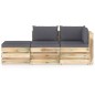 3-tlg. Garten-Lounge-Set mit Kissen Grün Imprägniertes Holz 3-tlg. Garten-Lounge-Set mit Kissen Grün Imprägniertes Holz