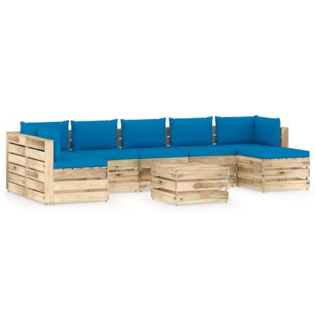 vidaXL 8-tlg. Garten-Lounge-Set mit Kissen Grün Imprägniertes Holz