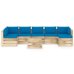 vidaXL 8-tlg. Garten-Lounge-Set mit Kissen Grün Imprägniertes Holz