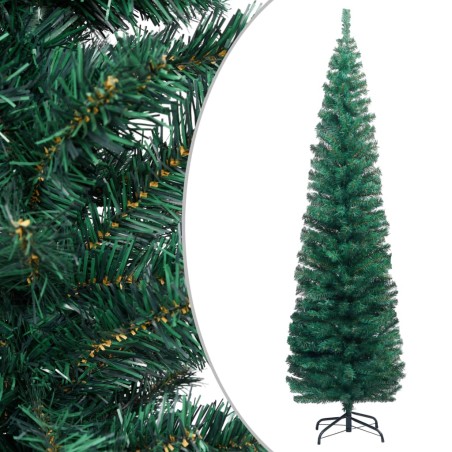 Schlanker Künstlicher Weihnachtsbaum mit Ständer Grün 210cm PVC