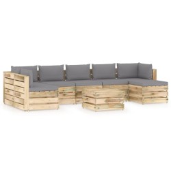 8-tlg. Garten-Lounge-Set mit Kissen Grün Imprägniertes Holz
