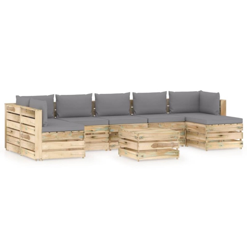 8-tlg. Garten-Lounge-Set mit Kissen Grün Imprägniertes Holz 8-tlg. Garten-Lounge-Set mit Kissen Grün Imprägniertes Holz