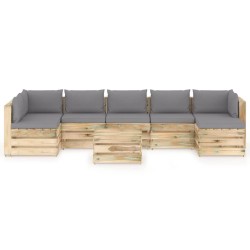8-tlg. Garten-Lounge-Set mit Kissen Grün Imprägniertes Holz