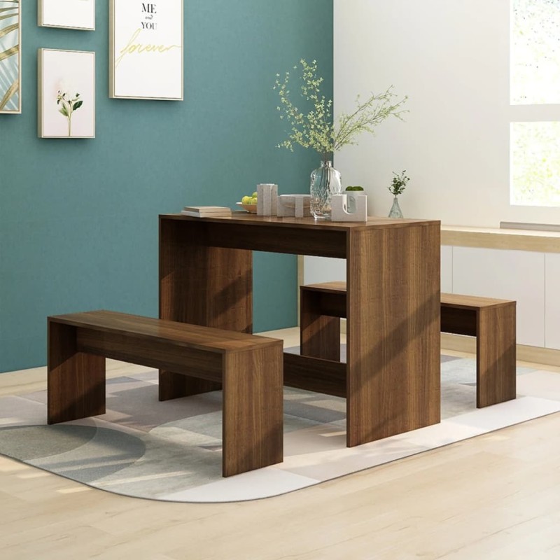 3-tlg. Essgruppe Braun Eiche-Optik Holzwerkstoff 3-tlg. Essgruppe Braun Eiche-Optik Holzwerkstoff