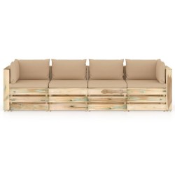 4-Sitzer Outdoor-Sofa mit Kissen Grün Imprägniertes Holz