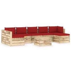 8-tlg. Garten-Lounge-Set mit Kissen Grün Imprägniertes Holz