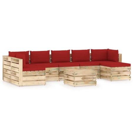 8-tlg. Garten-Lounge-Set mit Kissen Grün Imprägniertes Holz