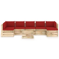 8-tlg. Garten-Lounge-Set mit Kissen Grün Imprägniertes Holz