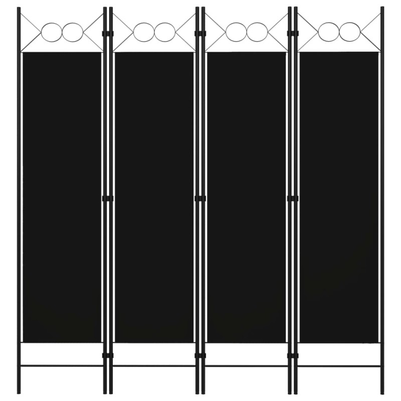 4-tlg. Raumteiler Schwarz 160 x 180 cm 4-tlg. Raumteiler Schwarz 160 x 180 cm