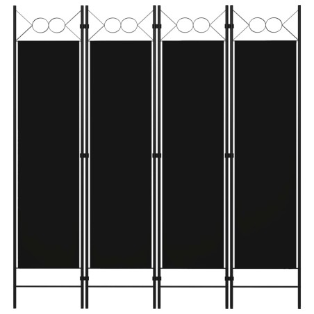 4-tlg. Raumteiler Schwarz 160 x 180 cm