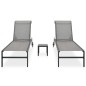 Sonnenliegen 2 Stk. mit Tisch Textilene und Stahl Sonnenliegen 2 Stk. mit Tisch Textilene und Stahl