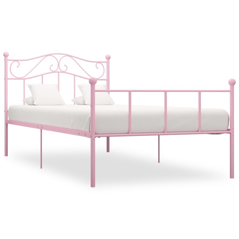 vidaXL Bettgestell Rosa Metall 90×200 cm vidaXL Bettgestell Rosa Metall 90×200 cm