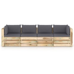 4-Sitzer Outdoor-Sofa mit Kissen Grün Imprägniertes Holz