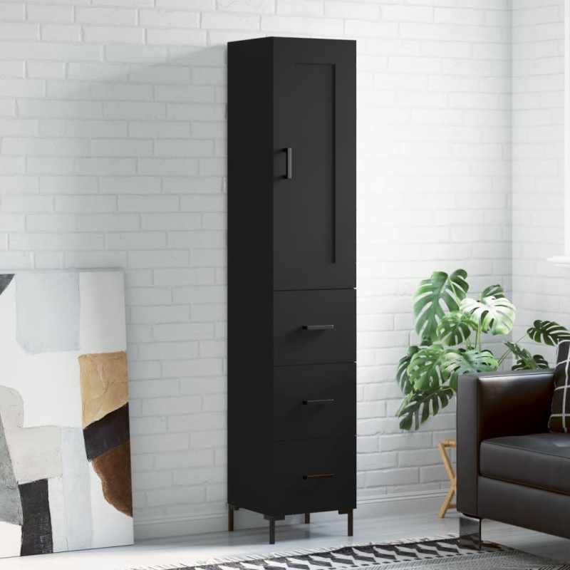 Highboard Schwarz 34,5x34x180 cm Holzwerkstoff Highboard Schwarz 34,5x34x180 cm Holzwerkstoff