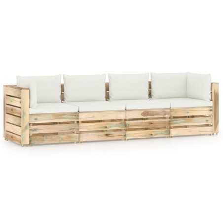 4-Sitzer Outdoor-Sofa mit Kissen Grün Imprägniertes Holz