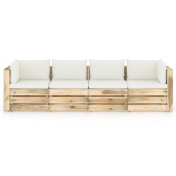 4-Sitzer Outdoor-Sofa mit Kissen Grün Imprägniertes Holz