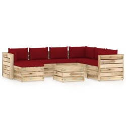 8-tlg. Garten-Lounge-Set mit Kissen Grün Imprägniertes Holz